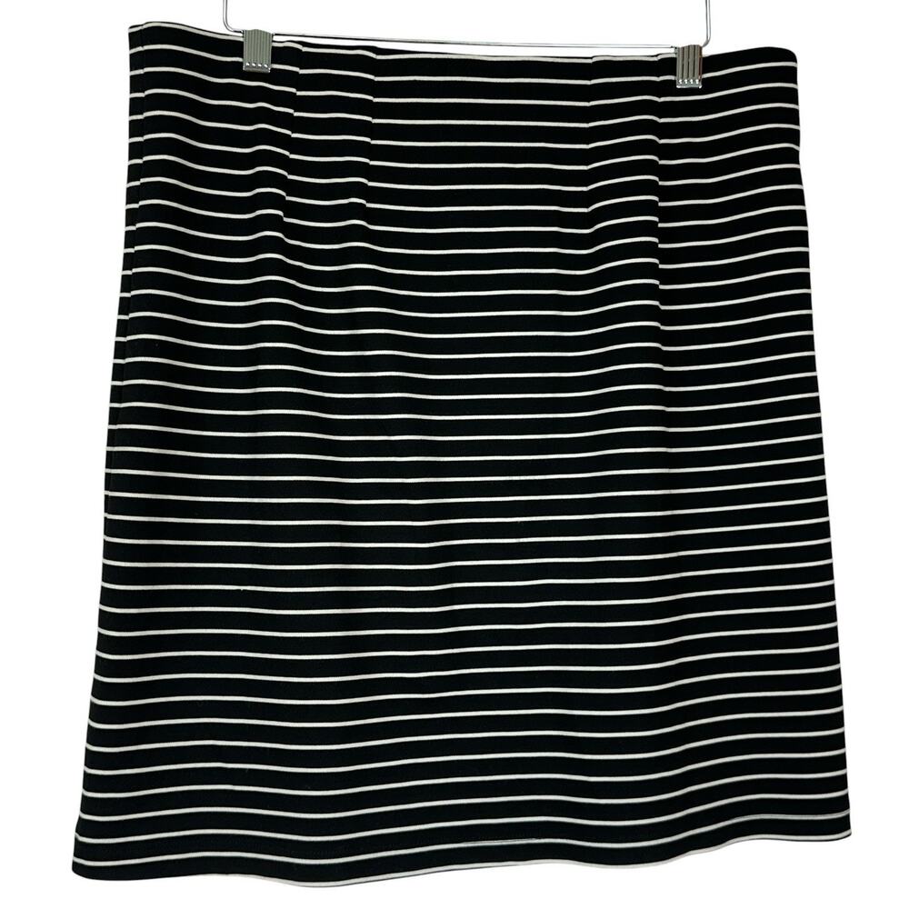Lesley Evers Skirt Women Large Black White Stripe A-Line Classic Rayon Knit
